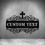 Cross With Custom Text - 450MM Grey