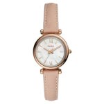 Fossil Carlie MINI Rose Gold Round Leather Women's Watch ES4699