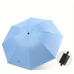 Trendy Solid Color Waterproof Folding Umbrella With Uv Protection Casual Rain Gear For Men's & Women's Outdoor Activities