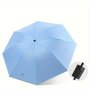 Trendy Solid Color Waterproof Folding Umbrella With UV Protection Casual Rain Gear For Men's & Women's Outdoor Activities