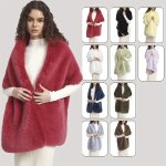 Plus Widening Faux Fur Shawl Elegant Solid Color Warm Thick Plush Scarf Banquet Wedding Party Outside Cardigan Wrap Cape