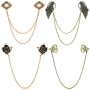 4 Pieces Vintage Sweater Clips Cardigan Chain Collar Clips Retro Dresses Shawl Clips With Chain Cloak Shirt Alloy Decorative Collar Clip With Chain Fo