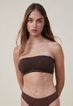 Cotton On Seamless Gathered Padded Bandeau - Fondue Fudge