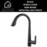Black Single Lever Sink Mixer With Pull-out Spout