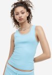 Ribbed Cotton Vest Top - Light Blue