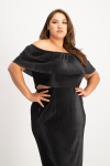 Laura Plisse Off-shoulder Top - Black - XL