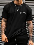 ' Los Angeles 'creative Print Men's Short Sleeve T-Shirt Casual Round Neck Top Versatile And Comfortable Tee Spring& Summer Coll