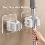 1/2PCS Rv Space-saving Hanging Mop And Broom Holder With Buckle - No Drilling Required - Ideal For Bathroom Bedroom And Home- Durable Plastic Material