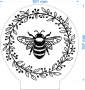 Bee LED Night Light - Rectangle Real Wood Base Warm White Light