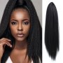 66.04 Cm Long Kinky Straight Ponytail Extension Yaki Synthetic Drawstring Ponytails For Women Clip In Ponytail Hair Extensions Synthetic Black Hair Pieces (2#) Hair Accessories