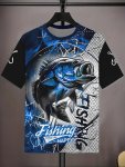 Men's Fish Graphic Print T-Shirt Short Sleeve Crew Neck Tee Men's Clothing For Summer Outdoor