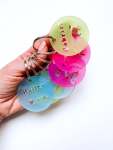 Colour Acrylic Bag Tag - Round - Blue Heart