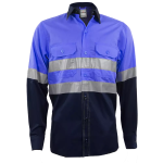 Navy Royal Blue Reflective Mining Shirt - Navy royal Blue 3XL