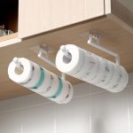 1PC Paper Towel Holders Punching-free Tissue Holder Wall-mounted Towel Storage Rack Plastic Dish Cloth Holder For Kitchen And Ba