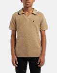 Polo Boys Sipho Knitted Camel Golfer - 13-14 Brown