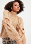 Sleeve Detailed Knitwear Sweater - Beige