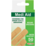 Pharmacy Medi Aid Water Resistant Wound Dressing Strips 50 Pack