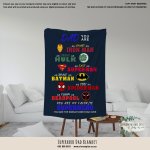 Personalised Fleece Blanket Fathers Day Superhero Dad Blanket