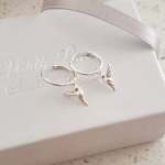 Allie 925 Sterling Silver Hoop Bird Earrings Size 12MM Hoops