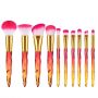 Acrylic Handle Series Professional 10 Piece Makeup Brush Set -pink & Yellow