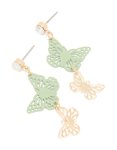 Goldair Gold Diamante & Green Coated Motel Butterfly Drop Earrings