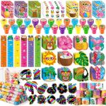 Benlouis 108PCS Hawaiian Luau Party Favors Aloha Summer Tropical Tiki Theme School Stationery Set Bulk For Kids Beach Pool Birth