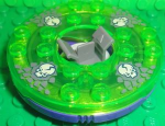 Parts Ninjago Turntable 6 X 6 Round Base With Lime Top With Dark Bluish Gray Stone Faces On Reddish Brown Cracks Pattern Ninjago