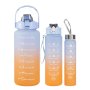 3 Pcs Motivational Gradient Water Bottle Bpa Free . Gym Bottle School Bottle - Blue