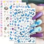 Butterfly & Floral Nail Art Stickers Plastic Self-adhesive 3D Decals With Glitter Finish Holographic Geometric Patterns Supernatural Themed Shimmery Embellishments Hypoallergenic Single Use Nail