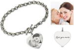 GT5 - 925 Sterling Silver Personalized Engraved Heart Photo Bracelet
