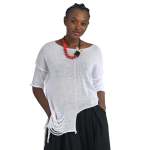 Torn Pocket Asymmetrical Knit Top - Off White Free