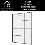 Black 12 Panel Shower Screen - 1200 X 2000MM