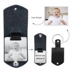 CAS102330 - Personalized Photo Keyring Stainless Steel - Black Strap