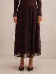 Heather Lace Midi Skirt - 16 Chocolate