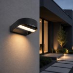 Black Adjustable Outdoor LED Wall Light Warm White