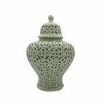 Galt International 19.5" Lattice Ginger Jar With Lid - Stunning Home Decor With Intricate Mediterranean Inspired Lattice Work -