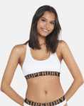 Organic Cotton Large Logo Crop Bralette - 16 White