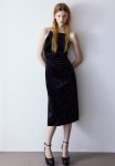 Rhinestone-strap Velour Dress - Black