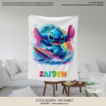 Personalised Fleece Blanket Stitch Colourful Surf Blanket