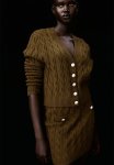 Cable-knit Cardigan - Dark Khaki Green