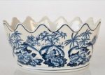 Palm Blue & White Scalloped Tree Crown Bowl 13X27X21CM