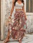 Paisley Print Wide Leg Pants Elegant Vacation Style Elastic Waist Loose Asymmetrical Hem Wide Leg Pants For Spring & Summer Women's Clothing
