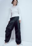 Coated Parachute Trousers - Black