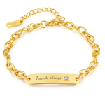 Gianna Gold Personalized Stainless Steel Cz Id Bracelet Adjustable Size Ready In 3 Days