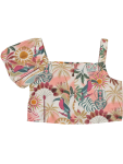Tropical Print Square Neck Blouse - 7 8 White