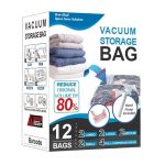 12 Pack Vacuum Storage Bags Space Saver Vacuum Storage Bags Vacuum Seal Bags For Clothing Clothes Comforters And Blankets Hand P