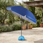 Outdoor Large Manual Beach Umbrella Glass Fiber Ribs - Blue