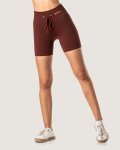 Ribbed Statement Biker SHORTS - Maroon - Small
