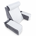 Detachable Reading Pillow With Armrests & Headrest Back Support - White And Grey