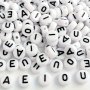 200PCS White & Black Acrylic Letter Beads For Diy Jewelry Making Crafts & Accessories - Ideal For Unique Bracelets Necklaces Keychains 4X7MM